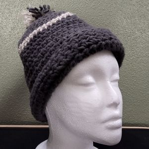 Toboggan,  gray and light gray. Soft yarn